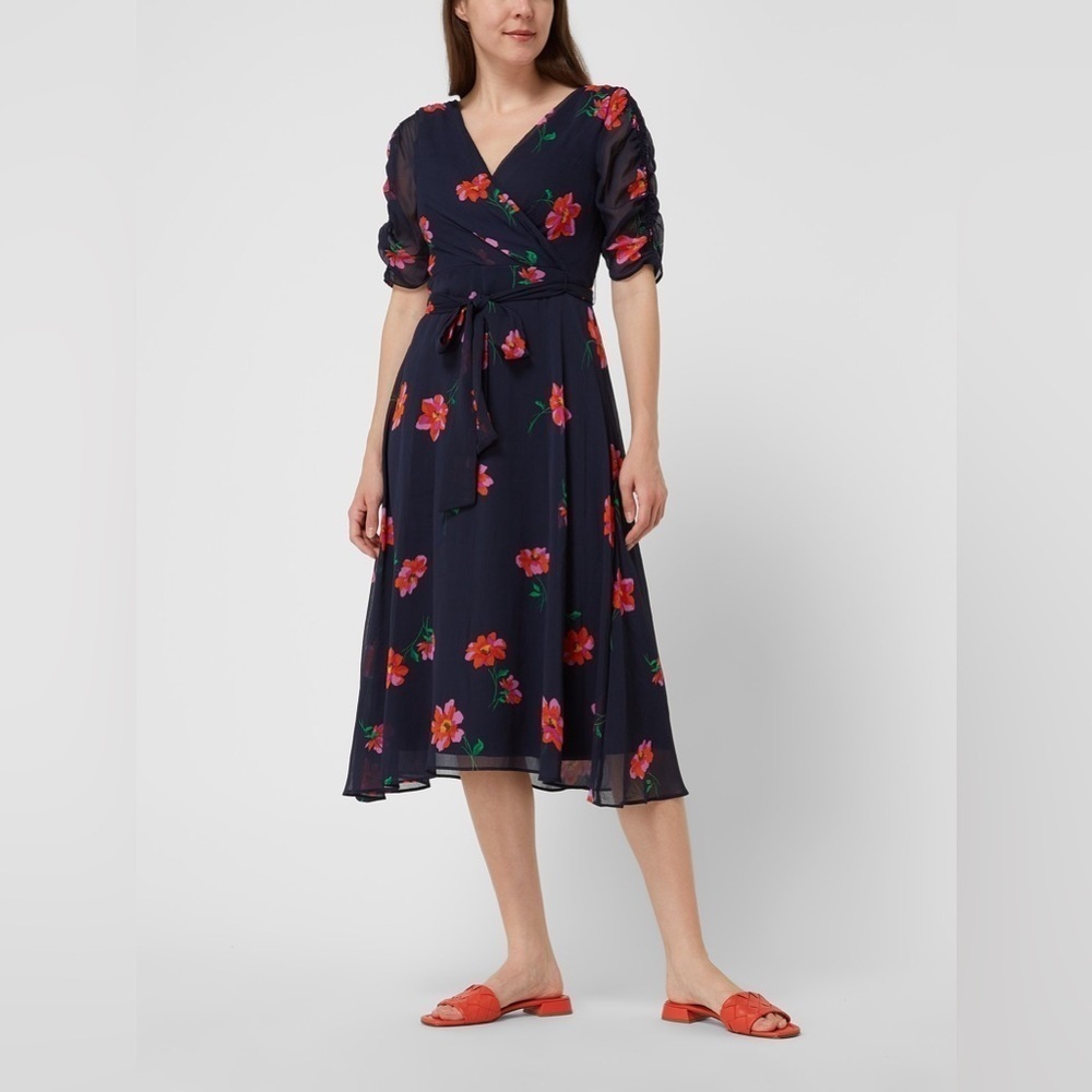 DKNY Floral Fit and Flare Midi Dress